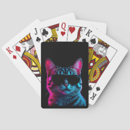 Playing card neon cat vibes pokerkaarten
