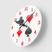 Playing Card Suits: Wall Clock Ronde Klok (Hoek)