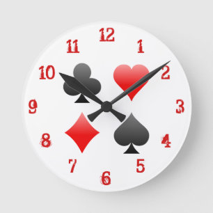 Playing Card Suits: Wall Clock Ronde Klok