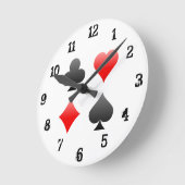 Playing Card Suits: Wall Clock Ronde Klok (Hoek)
