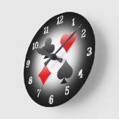 Playing Card Suits: Wall Clock Ronde Klok (Hoek)