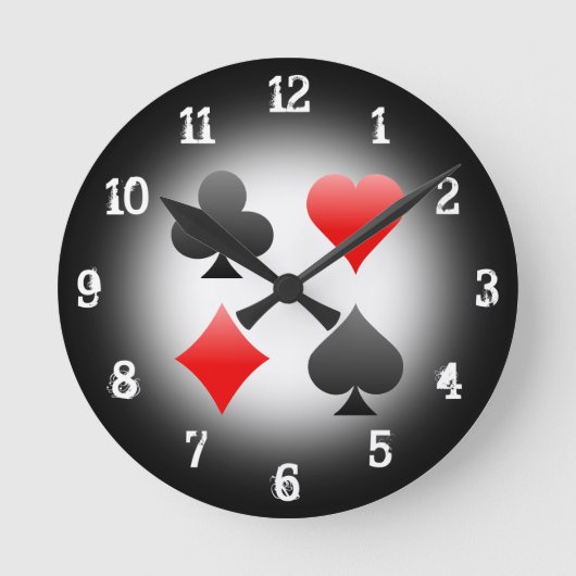 Playing Card Suits: Wall Clock Ronde Klok (Voorkant)