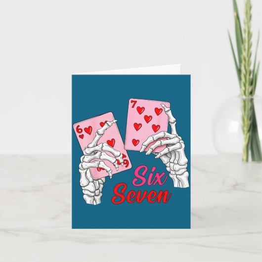 Playing Cards 67 Valentine Skeleton Hand Six Seven Kaart (Voorkant)