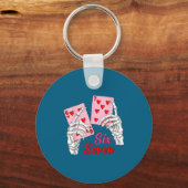 Playing Cards 67 Valentine Skeleton Hand Six Seven Sleutelhanger (Voorkant)