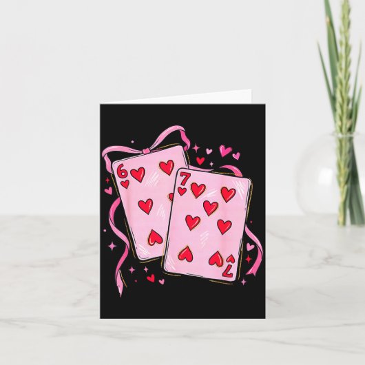 Playing Cards 6 7 Of Hearts 67 Six Seven Bow Valen Kaart (Voorkant)