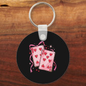 Playing Cards 6 7 Of Hearts 67 Six Seven Bow Valen Sleutelhanger (Voorkant)