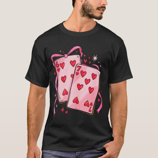 Playing Cards 6 7 Of Hearts 67 Six Seven Bow Valen T-shirt (Voorkant)