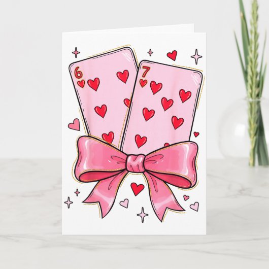 Playing Cards 6 7 Of Hearts 67 Six Seven Meme Bow  Kaart (Voorkant)