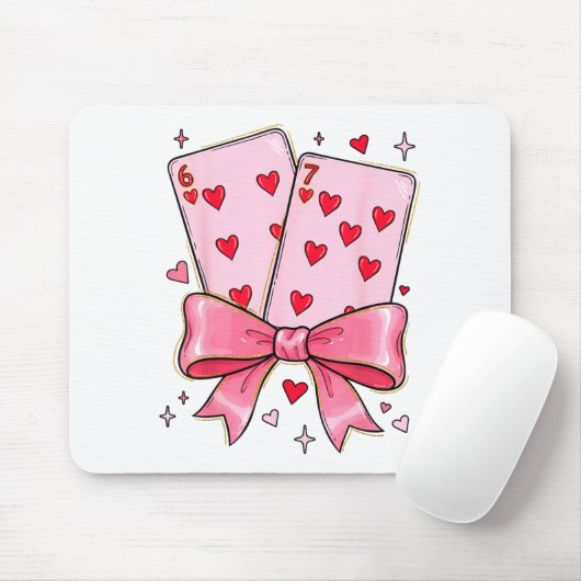 Playing Cards 6 7 Of Hearts 67 Six Seven Meme Bow  Muismat (Met muis)