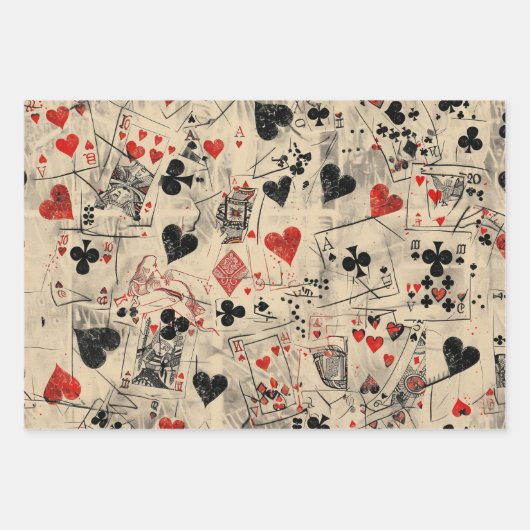 Playing Cards Collage Pattern Inpakpapier Vel (Voorkant 2)