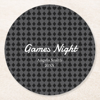 Playing Cards Pattern Coaster – Casino Night, Game Ronde Kartonnen Onderzetter