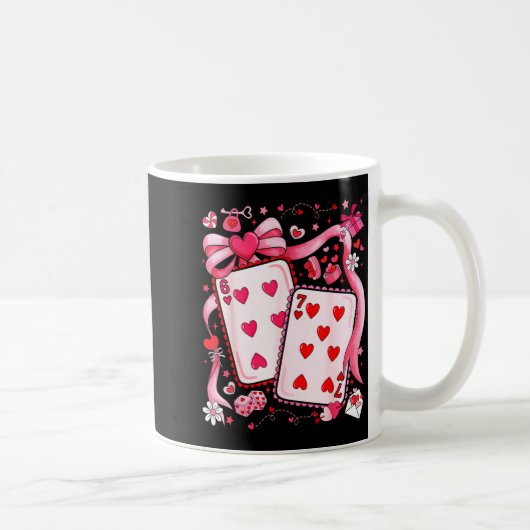 Playing Cards Valentine 67 Coquette Bow Couple Mat Koffiemok (Rechts)
