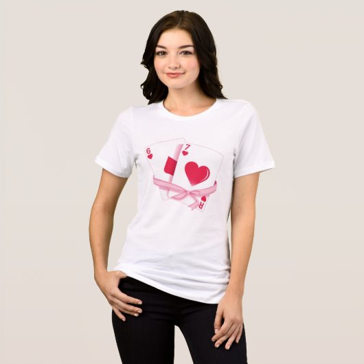 Playing Cards Valentine 6 & 7 Romantic Gift Tri-Blend Shirt (Voorkant volledig)