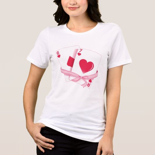 Playing Cards Valentine 6 & 7 Romantic Gift Tri-Blend Shirt (Voorkant)