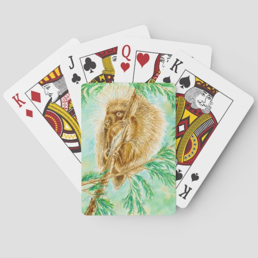 playing cards with a porcupine pokerkaarten (Achterkant)
