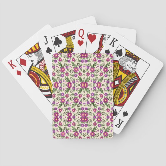Playing cards with a vibrant floral pattern  pokerkaarten (Achterkant)
