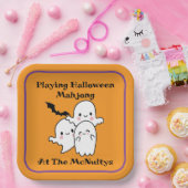 Playing Halloween Mahjong Personalize NAME Papieren Bordje (Feest)