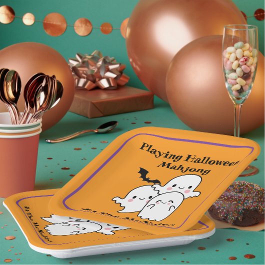 Playing Halloween Mahjong Personalize NAME Papieren Bordje (Multi)