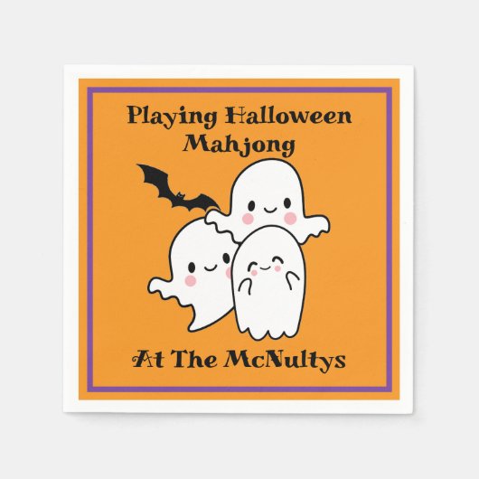 Playing Halloween Mahjong Personalize NAME Servet (Voorkant)