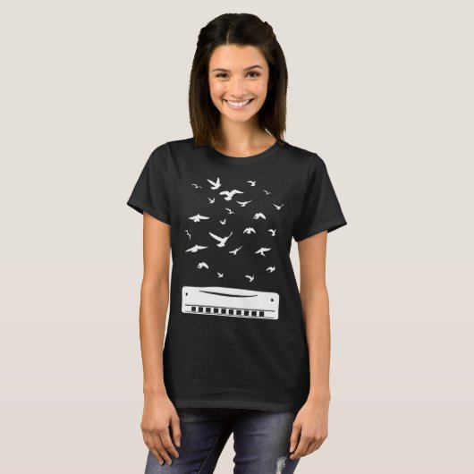 Playing Harmonica Player Harmonica Instrument T-shirt (Voorkant volledig)
