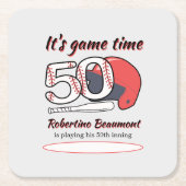 Playing His 50th Inning Baseball Birthday Party Kartonnen Onderzetters (Voorkant)