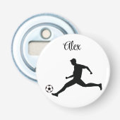 Playing soccer graphic black button flesopener (Voorkant)