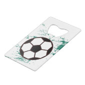 Playing soccer graphic black creditkaart flessenopener (Achterkant Gekanteld)