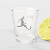 Playing soccer graphic black shot glas (Achterkant)
