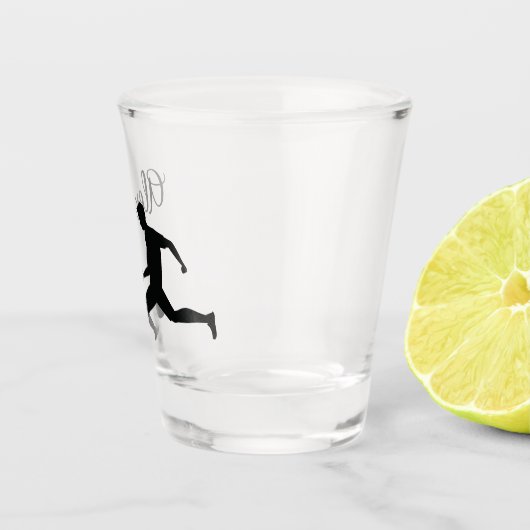 Playing soccer graphic black shot glas (Rechts)