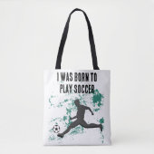 Playing soccer graphic black tote bag (Voorkant)