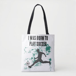 Playing soccer graphic black tote bag