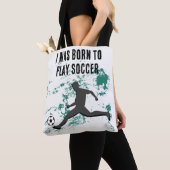 Playing soccer graphic black tote bag (Dichtbij)