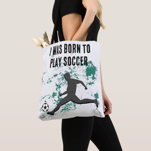 Playing soccer graphic black tote bag (Dichtbij)