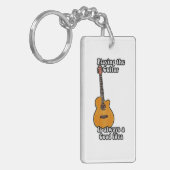 Playing the guitar is always a good idea retro. sleutelhanger (Voorkant Links)