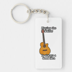 Playing the guitar is always a good idea retro. sleutelhanger