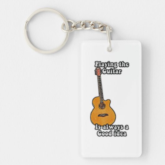 Playing the guitar is always a good idea retro. sleutelhanger (Voorkant)