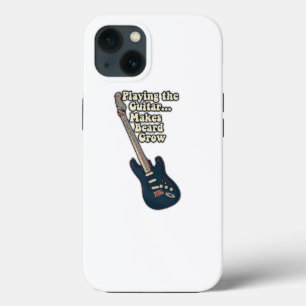 Playing the guitar makes beard grow. funny quote Case-Mate iPhone case