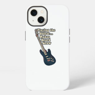 Playing the guitar makes beard grow. funny quote iPhone 13 hoesje
