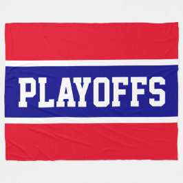 PLAYOFF Bold Helder Rood Wit Royal Blue Stripes Fleece Deken