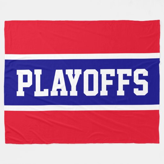 PLAYOFF Bold Helder Rood Wit Royal Blue Stripes Fleece Deken (Voorkant (Horizontaal))