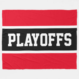 PLAYOFFS Athletic Bright Red Black White Stripes Fleece Deken