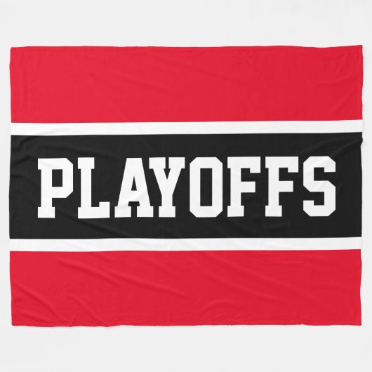 PLAYOFFS Athletic Bright Red Black White Stripes Fleece Deken (Voorkant (Horizontaal))