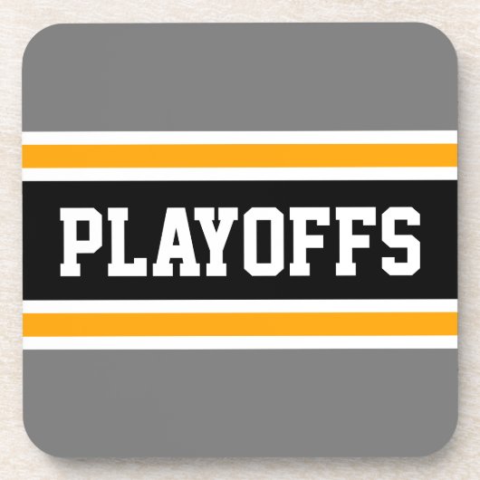PLAYOFFS Bold Grijs Geel Zwart Racing Stripes Bier Onderzetter (Voorkant)