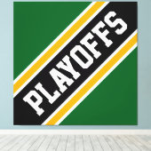 PLAYOFFS Fun Athletic Green Zwart Geel Strepen Canvas Afdruk (Insitu (Houten vloer))