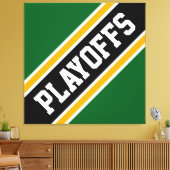 PLAYOFFS Fun Athletic Green Zwart Geel Strepen Canvas Afdruk (Insitu (Woonkamer))