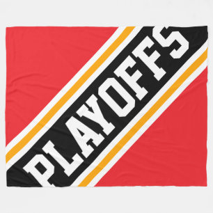 PLAYOFFS Fun Cool Helder Rood Zwart Racing Stripes Fleece Deken