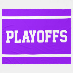 PLAYOFFS Helder Paars Sportief Wit Tekst Strepen Fleece Deken