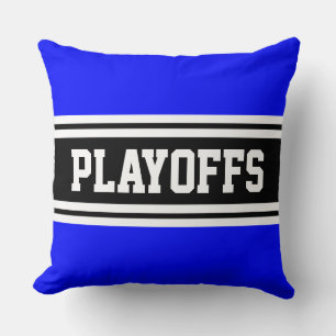 PLAYOFFS Helderblauw Zwart Wit Racing Strepen Kussen