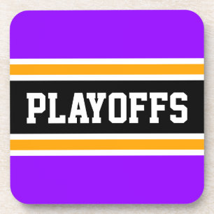 PLAYOFFS Leuk Helder Paars Oranje Zwart Strepen Bier Onderzetter