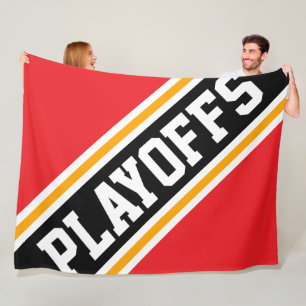 PLAYOFFS Leuk Koel Helder Rood Zwart Racing Strepe Fleece Deken